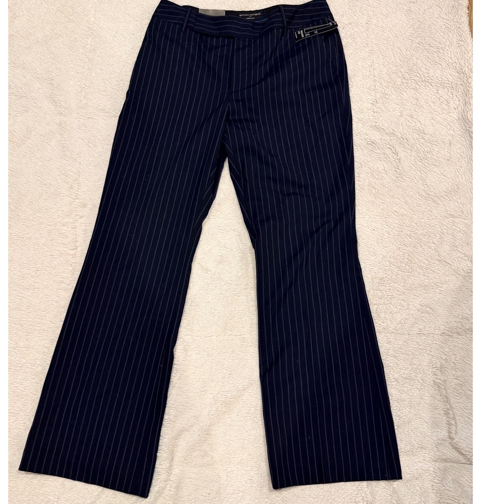 Banana Republic Harrison Fit Navy Pinstripe Trouser Leg Dress Pants 12R NEW